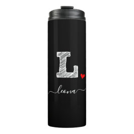 Retro Sketch Monogram Letter L, Thermal Tumbler Thermosbecher