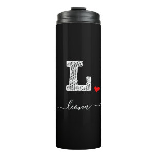 Retro Sketch Monogram Letter L, Thermal Tumbler Thermosbecher