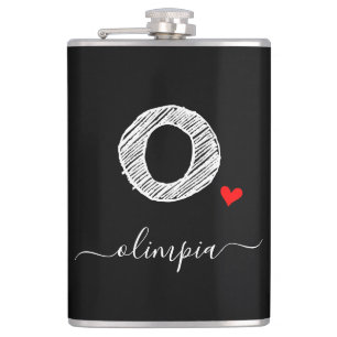 Retro Sketch Monogram Letter O, Flask Flachmann
