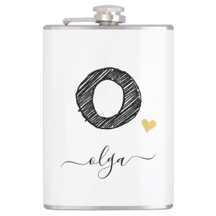 Retro Sketch Monogram Letter O, Flask Flachmann