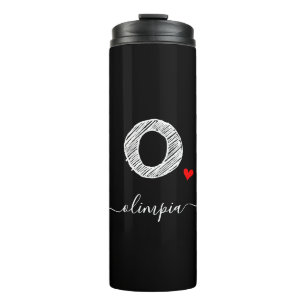 Retro Sketch Monogram Letter O, Thermal Tumbler Thermosbecher