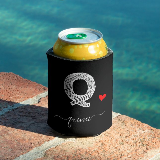 Retro Sketch Monogram Letter Q, Can Cooler Dosenkühler (In Situ Pool)