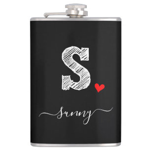 Retro Sketch Monogram Letter S, Flask Flachmann