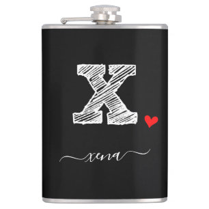 Retro Sketch Monogram Letter X, Flask Flachmann