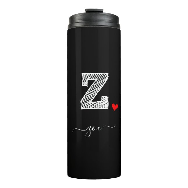 Retro Sketch Monogram Letter Z, Thermal Tumbler Thermosbecher (Vorderseite)