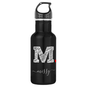 Retro Sketch Monogramm Buchstaben M, Wasserflasche