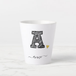 Retro Sketch Monogramm Letter A, Latte Tasse