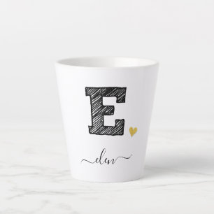 Retro Sketch Monogramm Letter E, Latte Tasse