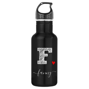 Retro Sketch Monogramm Letter F, Wasserflasche