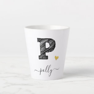 Retro-Sketch-Monogramm-Letter P, Letzte Tasse