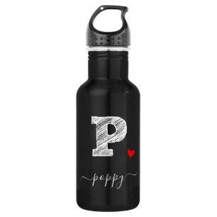 Retro Sketch Monogramm Letter P, Wasserflasche
