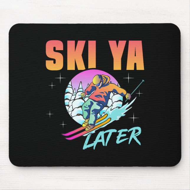 Retro Ski 90er 80er Skiausrüstung Skipass Ya Späte Mousepad (Vorne)