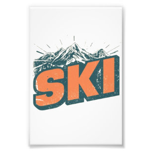 Retro Ski Club Vintage 80er Skilift-Illustration Fotodruck