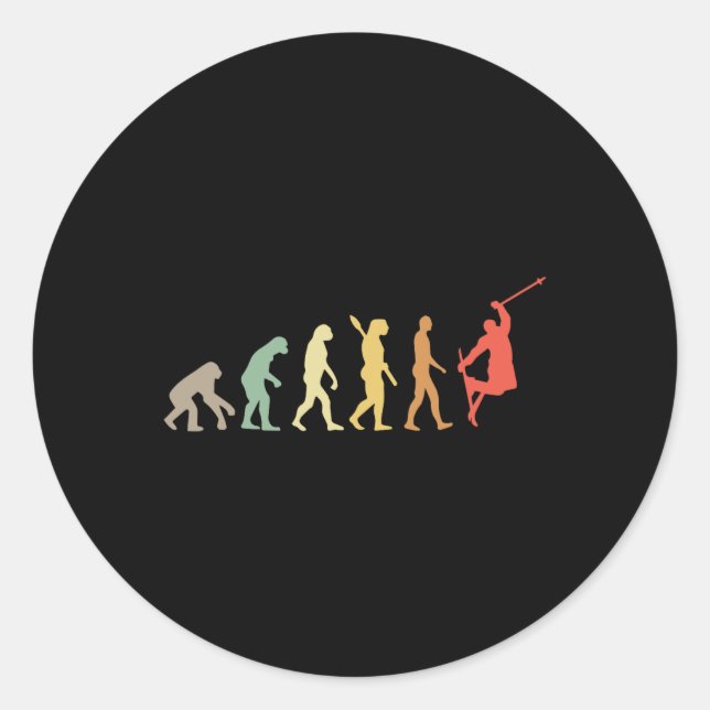 Retro-Ski-Evolution für Skifahrer Skisaison  Runder Aufkleber (Vorderseite)