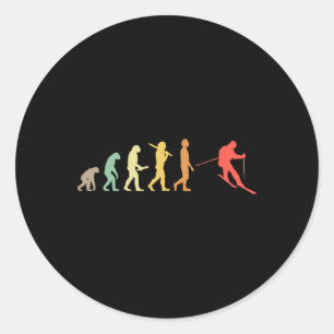 Retro-Ski-Evolution Geschenk für Skifahrer Runder Aufkleber