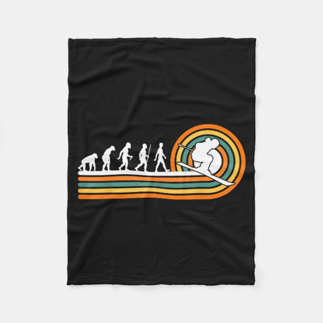 Retro-Ski-Evolution - Skisportliebhaber  Fleecedecke (Vorderseite)