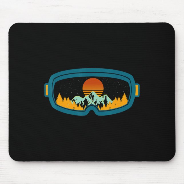 Retro Ski Goggles Ski Ski Snowboard Wintermeer Mousepad (Vorne)