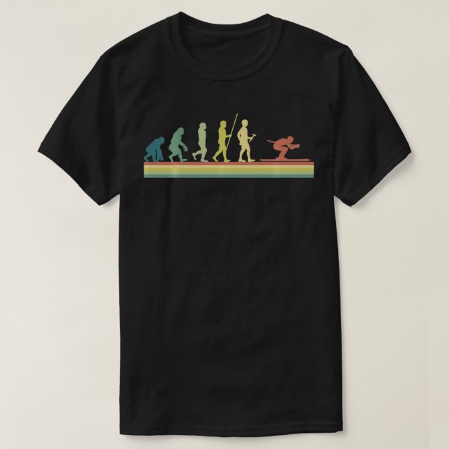 Retro Ski Human Evolution Funny Gift Skifahrer T-Shirt (Design vorne)