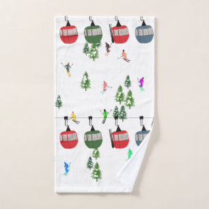 Retro Ski Illustration Handtuch