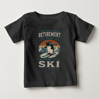 Retro-Ski-Liebhaber-Gentoo-Pinguin-Wintersport-Kun Baby T-shirt