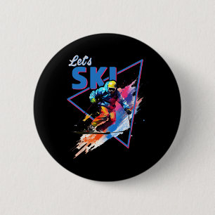 Retro-Ski-Pulver Vintage-Ski-Farb-Shred-Design Button