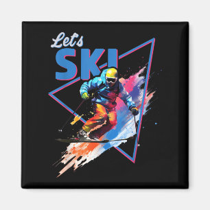 Retro-Ski-Pulver Vintage-Ski-Farbe Shred-Design Magnet