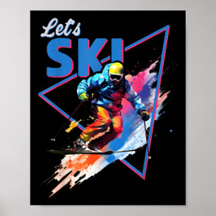 Retro-Ski-Pulver Vintage-Ski-Farbe Shred-Design Poster