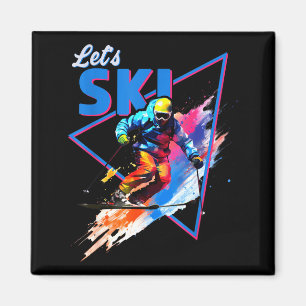 Retro-Ski-Pulverschnee-Vintage-Ski-Farbe-Shred-Des Magnet