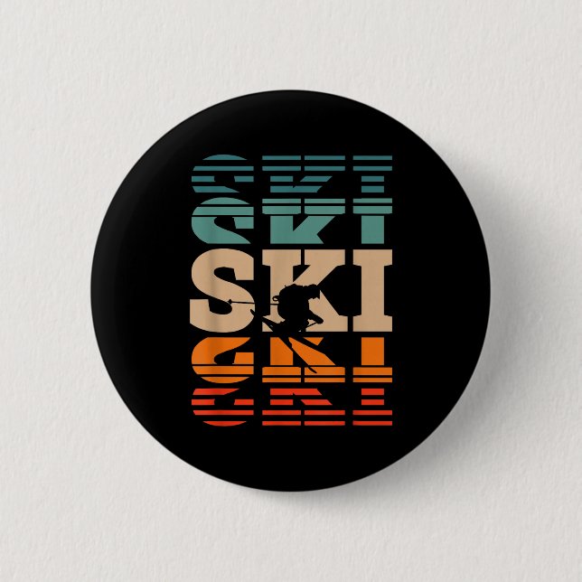 Retro-Ski-Ski  Button (Vorderseite)