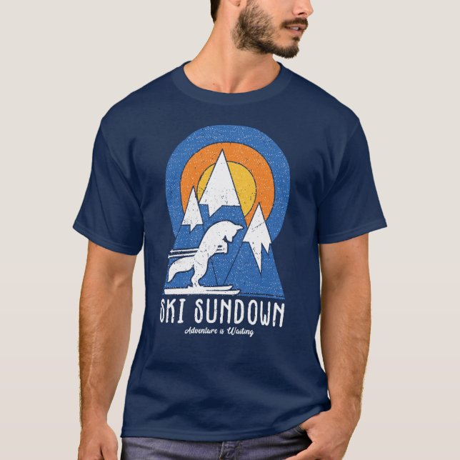 Retro Ski Sundown Sunset T-Shirt (Vorderseite)