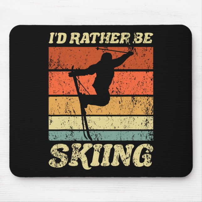 Retro Ski Urlaub Wintersportler Ich würde eher Mousepad (Vorne)