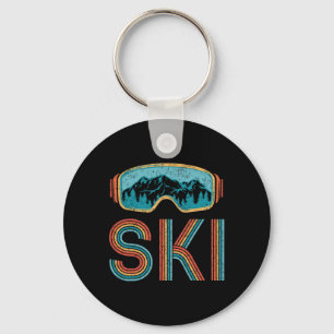 Retro Ski Vintag 80er 90er Wintersportskifahrer Schlüsselanhänger