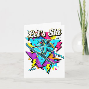 Retro-Ski-Vintage 80er 90er Skisport-Design Karte