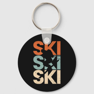Retro-Ski-Vintage-Skifahren Skifahrer Snowboarder Schlüsselanhänger