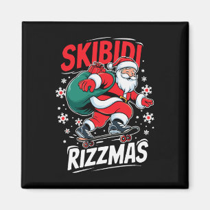 Retro Skibidi Rizzmas Funny Santa Clause Skaten B Magnet