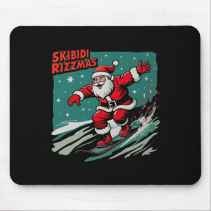 Retro Skibidi Rizzmas Funny Santa Clause Skaten B Mousepad