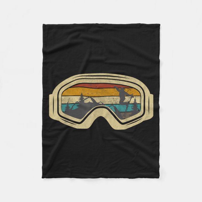 Retro-Skibrille Berg Schnee Winterurlaub Fleecedecke (Vorderseite)