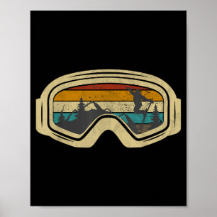 Retro-Skibrille Berg Schnee Winterurlaub Poster