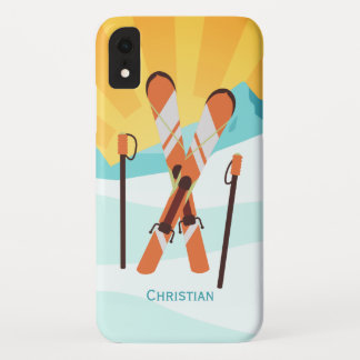 Retro Skidesign mit verschneiten Landschaften Case-Mate iPhone Hülle