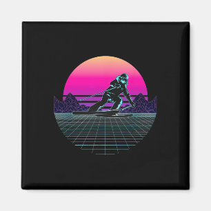 Retro Skier - Skifahren Langlauf Wintersport Langl Magnet