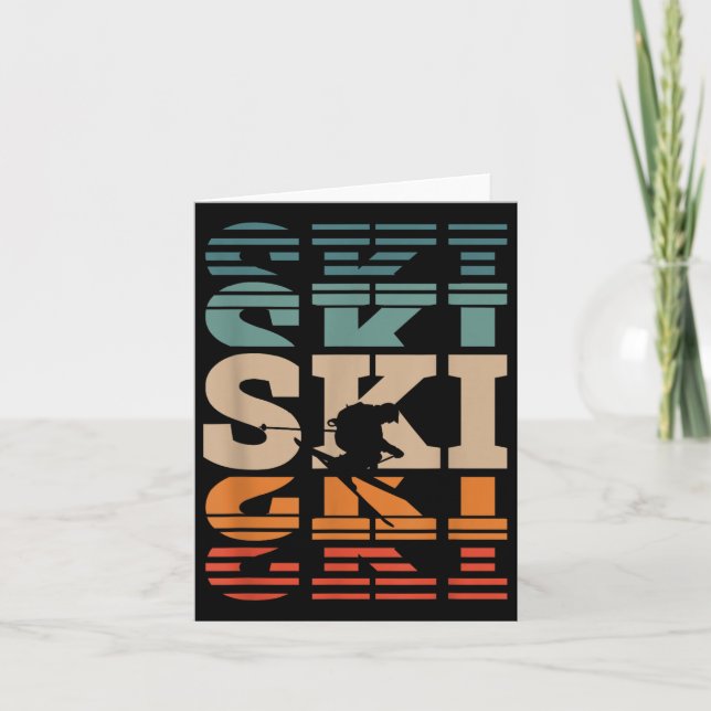 Retro-Skifahren _1 Karte (Vorderseite)
