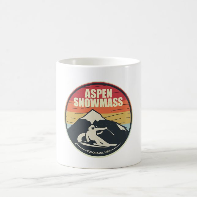 Retro Skifahren Aspen Snowmaß Colorado USA Kaffeetasse (Mittel)