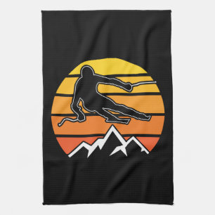 Retro Skifahren Geschirrtuch