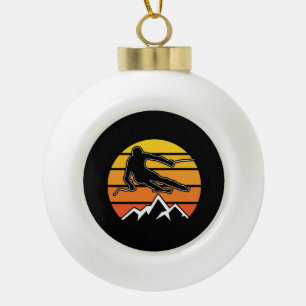 Retro Skifahren Keramik Kugel-Ornament