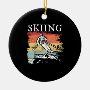 Retro Skifahren Keramik Ornament