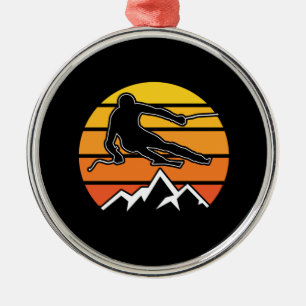 Retro Skifahren Ornament Aus Metall