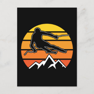 Retro Skifahren Postkarte