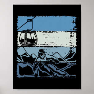 Retro-Skifahren Skifahrer Skilehrer Wintersport Sk Poster