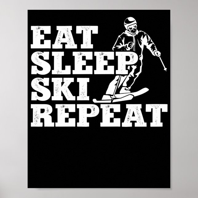 Retro Skifahren Sleep Ski Wiederholung Skifahrer W Poster (Vorne)