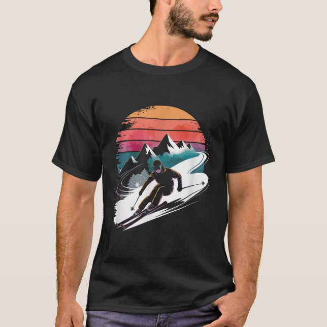 Retro-Skifahren T-Shirt (Vorderseite)